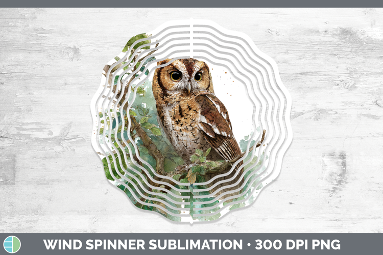 Flammulated Owl Owls Sketch Wind Spinner Sublimation Design