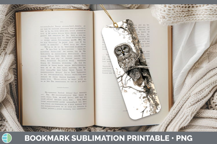 Great Gray Owl Owls Sketch Bookmark Sublimation Design