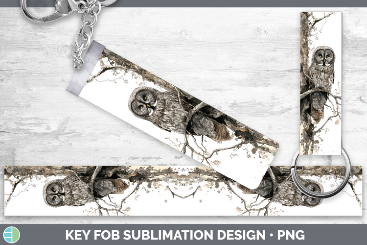 Great Gray Owl Owls Sketch Key Fob Sublimation Design