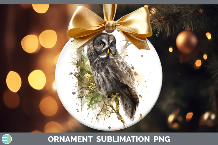 Great Gray Owl Owls Sketch Ornament Sublimation Design