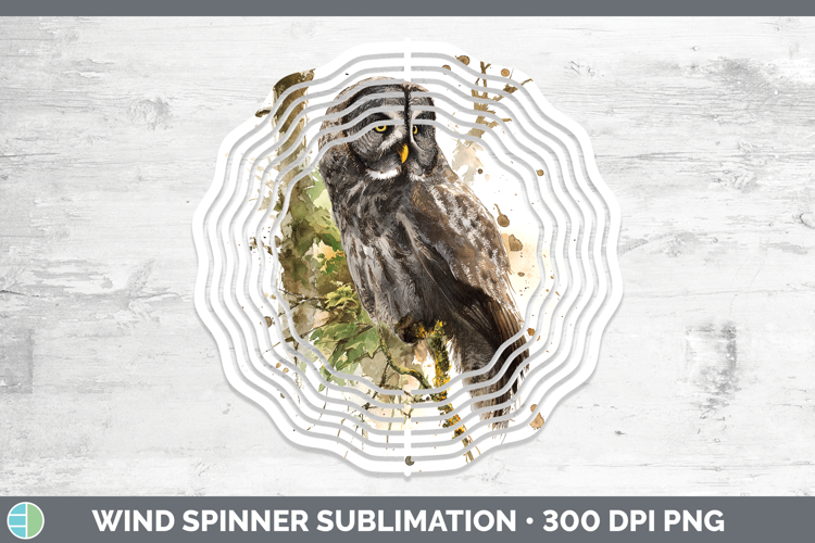 Great Gray Owl Owls Sketch Wind Spinner Sublimation Design