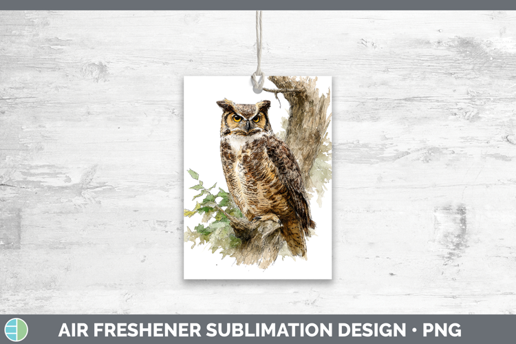 Great Horned Owl Owls Sketch Air Freshener Sublimation Desig