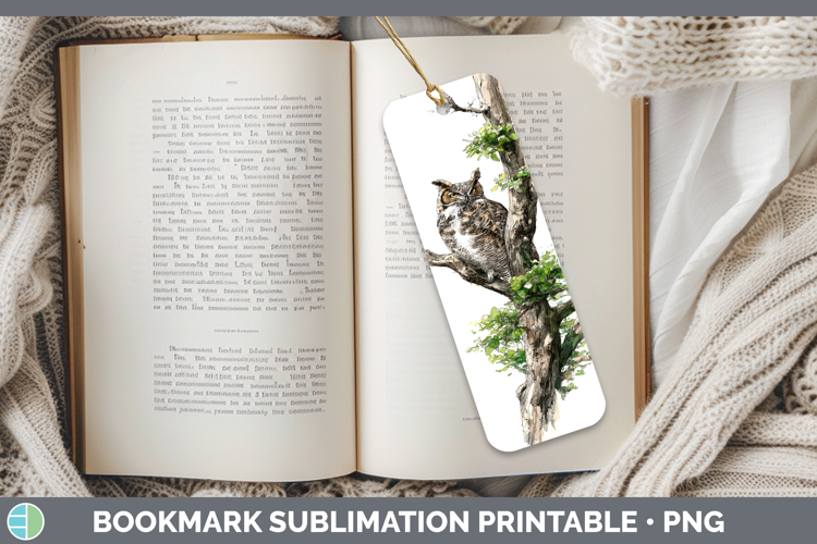 Great Horned Owl Owls Sketch Bookmark Sublimation Design