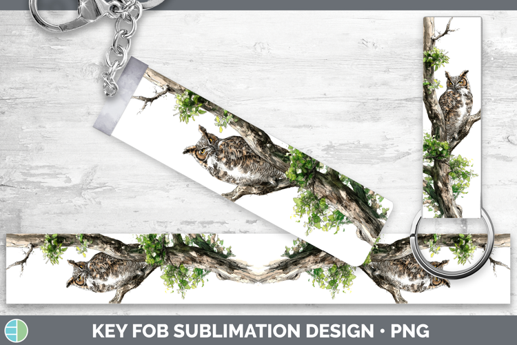 Great Horned Owl Owls Sketch Key Fob Sublimation Design