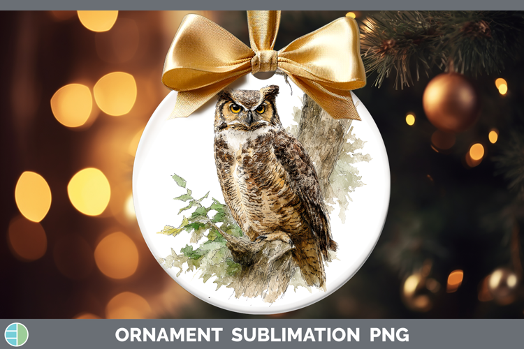 Great Horned Owl Owls Sketch Ornament Sublimation Design