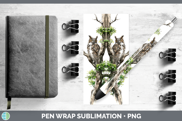 Great Horned Owl Owls Sketch Pen Wrap Sublimation Design