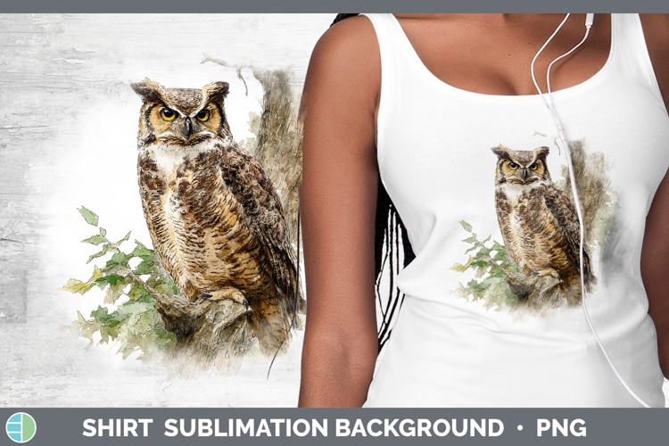 Great Horned Owl Owls Sketch Shirt Sublimation Design