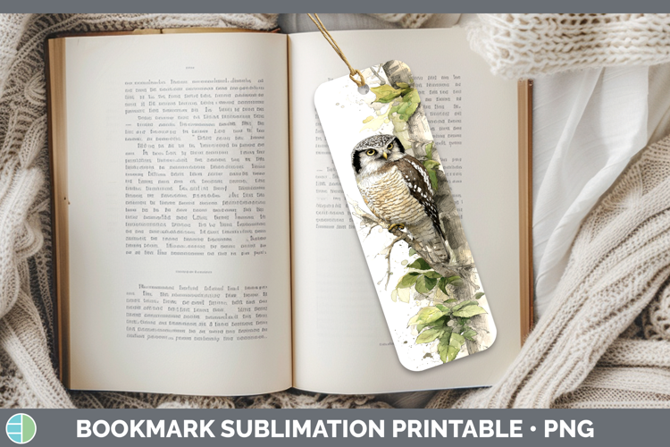 Hawk Owl Owls Sketch Bookmark Sublimation Design