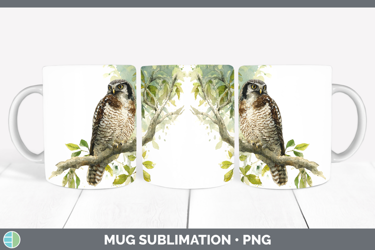 Hawk Owl Owls Sketch Mug Wrap Sublimation Design