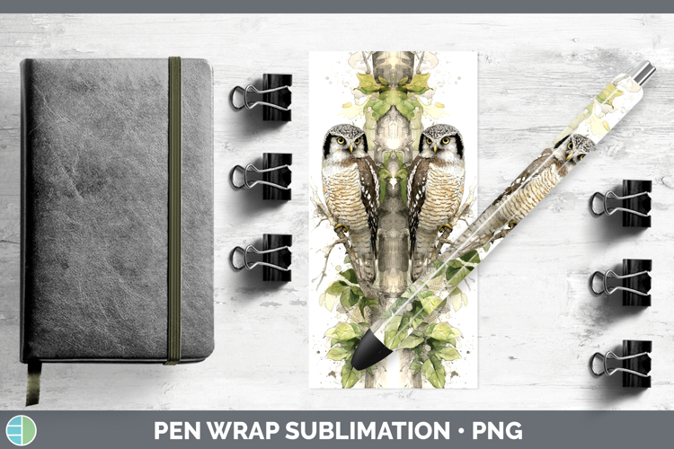 Hawk Owl Owls Sketch Pen Wrap Sublimation Design