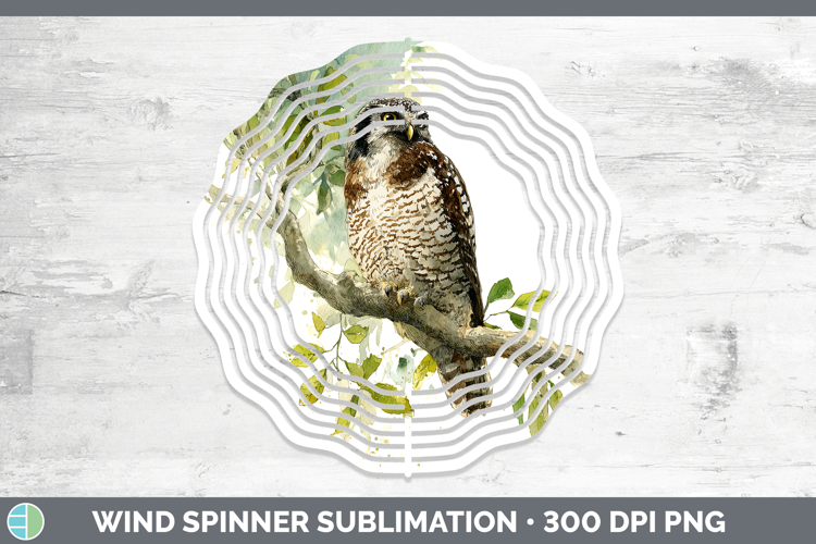 Hawk Owl Owls Sketch Wind Spinner Sublimation Design