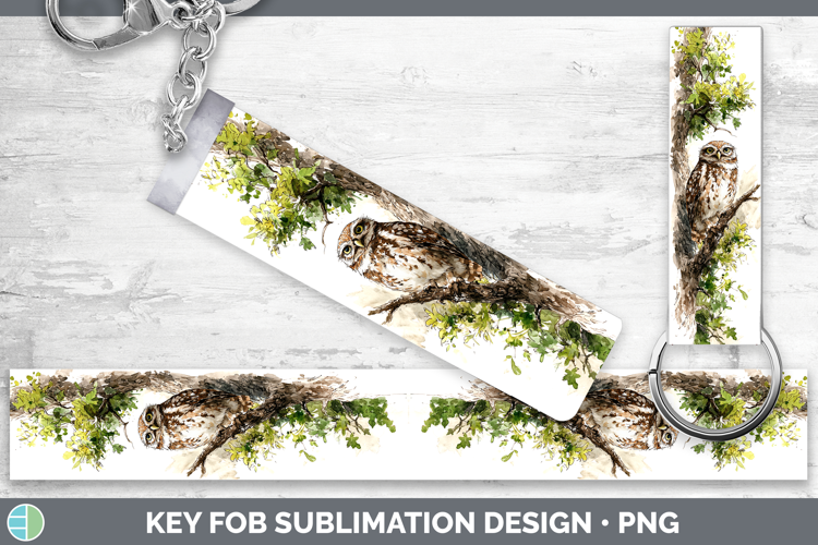 Little Owl Owls Sketch Key Fob Sublimation Design