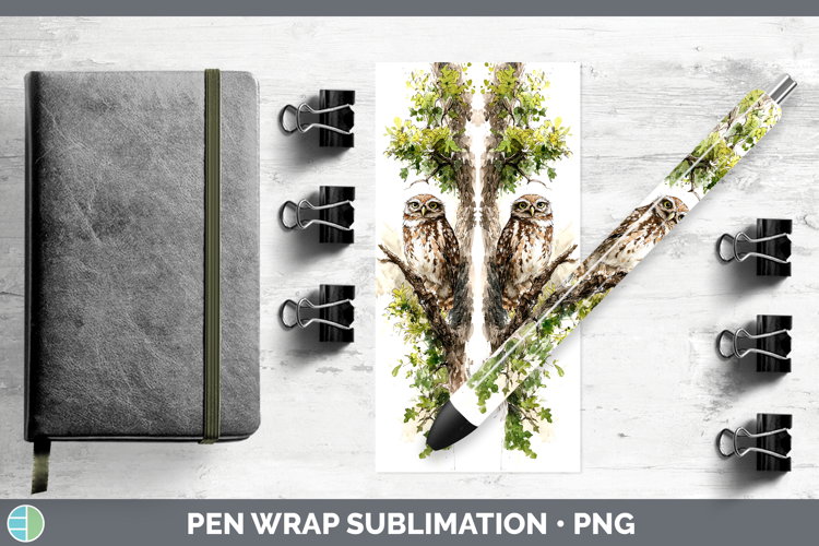 Little Owl Owls Sketch Pen Wrap Sublimation Design