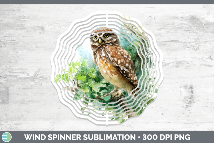 Little Owl Owls Sketch Wind Spinner Sublimation Design