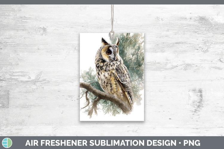 Long-eared Owl Owls Sketch Air Freshener Sublimation Design