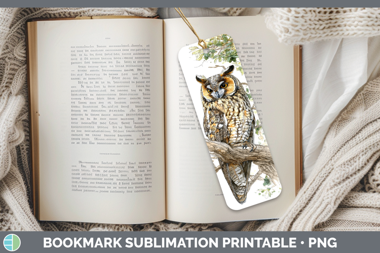 Long-eared Owl Owls Sketch Bookmark Sublimation Design