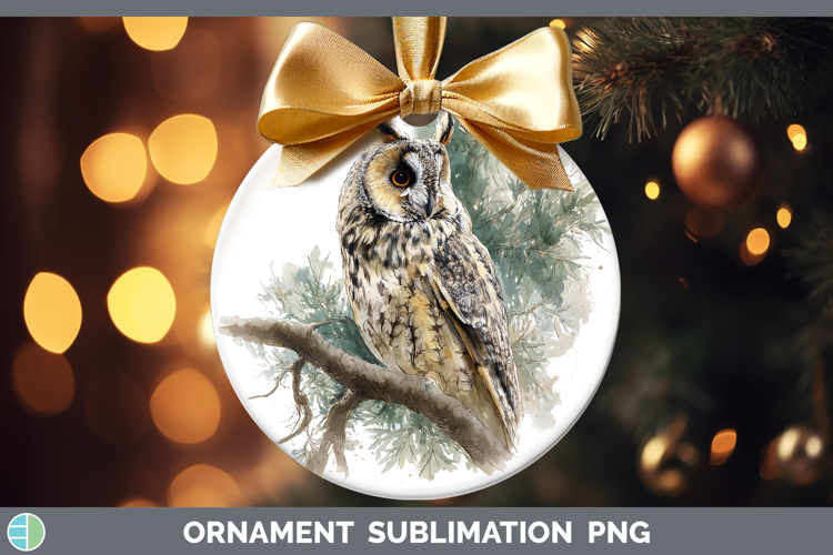 Long-eared Owl Owls Sketch Ornament Sublimation Design
