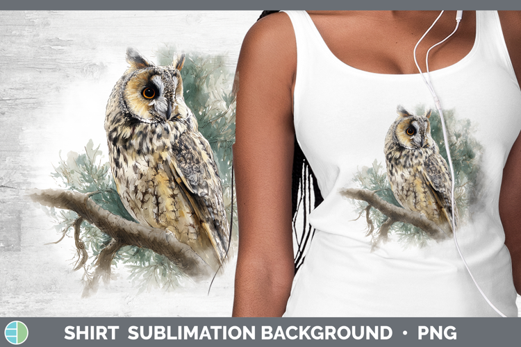Long-eared Owl Owls Sketch Shirt Sublimation Design