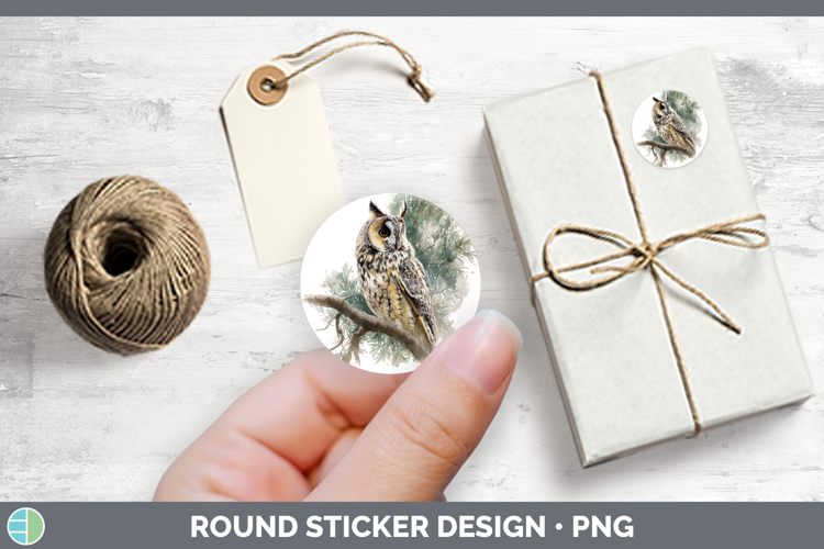 Long-eared Owl Owls Sketch Stickers Design