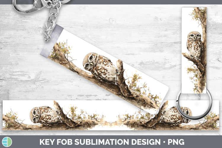 Pearl-spotted Owl Owls Sketch Key Fob Sublimation Design