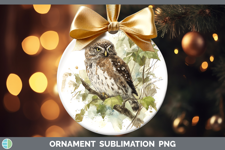 Pygmy Owl Owls Sketch Ornament Sublimation Design