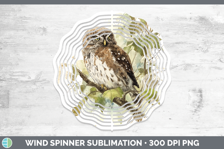 Pygmy Owl Owls Sketch Wind Spinner Sublimation Design