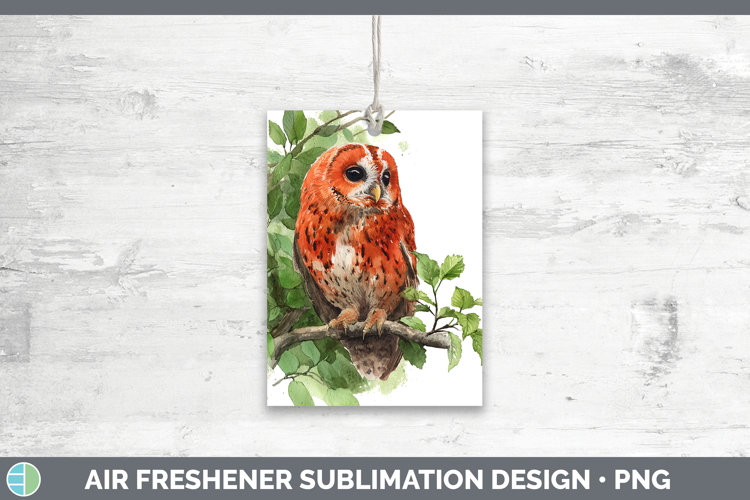 Red Owl Owls Sketch Air Freshener Sublimation Design