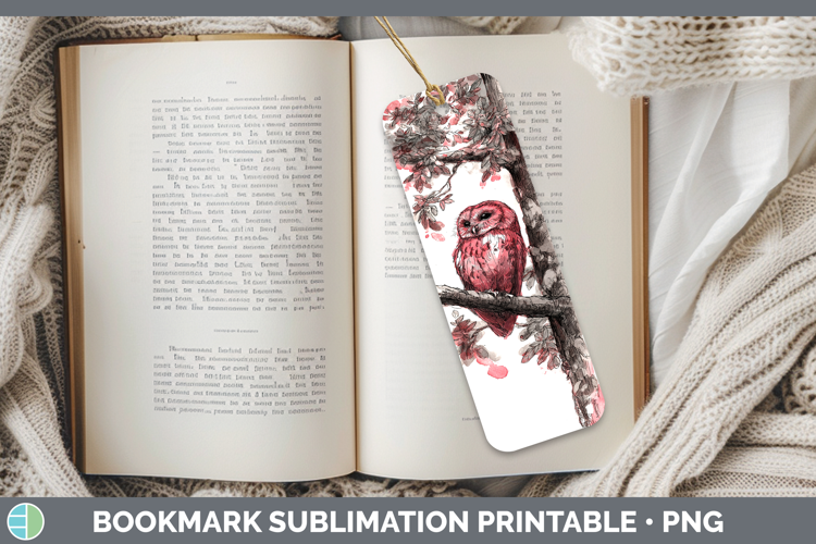 Red Owl Owls Sketch Bookmark Sublimation Design