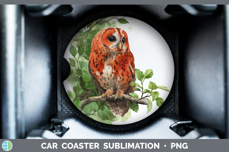 Red Owl Owls Sketch Car Coaster Sublimation Design