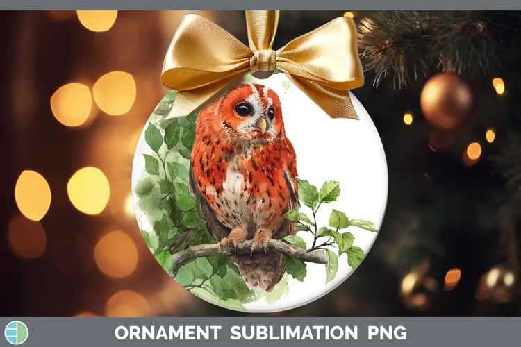 Red Owl Owls Sketch Ornament Sublimation Design