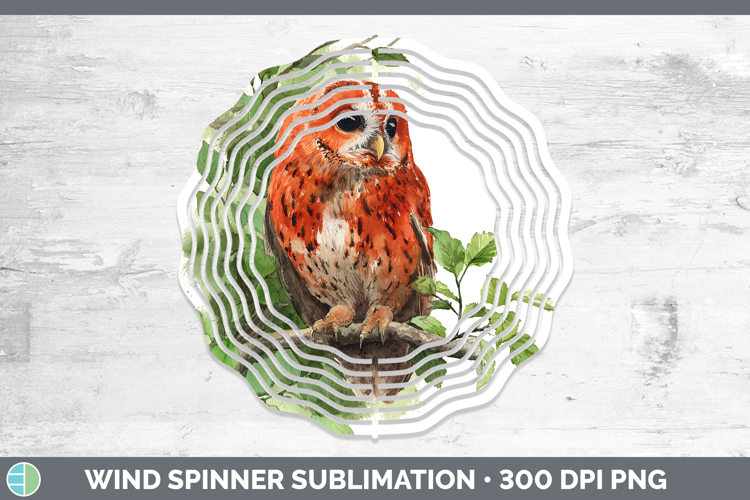 Red Owl Owls Sketch Wind Spinner Sublimation Design