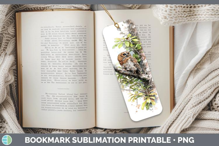 Rufous Owl Owls Sketch Bookmark Sublimation Design
