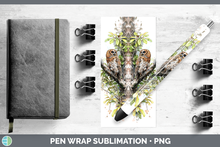 Rufous Owl Owls Sketch Pen Wrap Sublimation Design