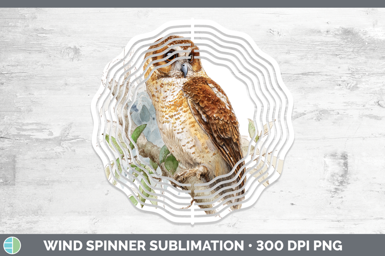 Rufous Owl Owls Sketch Wind Spinner Sublimation Design