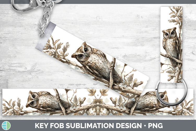 Scops Owl Owls Sketch Key Fob Sublimation Design