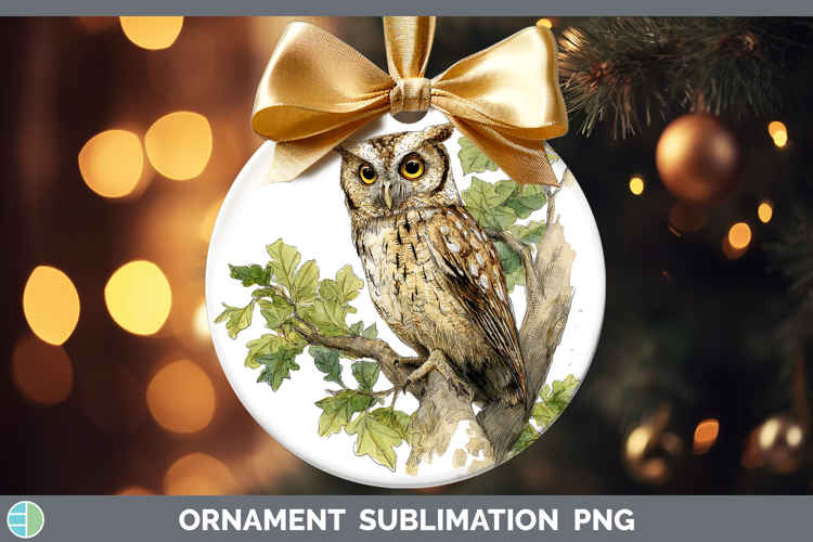 Scops Owl Owls Sketch Ornament Sublimation Design