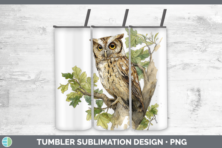 Scops Owl Owls Sketch Tumbler Sublimation Design