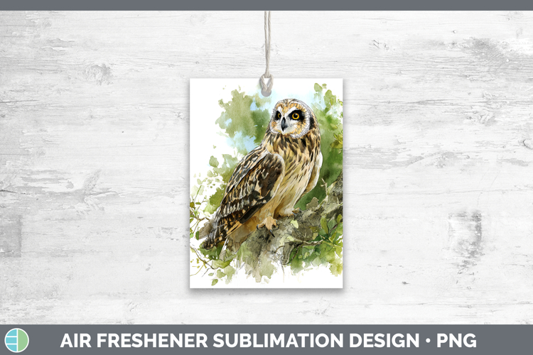 Short-eared Owl Owls Sketch Air Freshener Sublimation Design