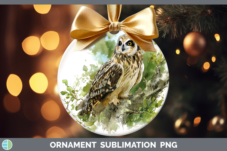 Short-eared Owl Owls Sketch Ornament Sublimation Design
