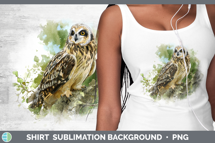 Short-eared Owl Owls Sketch Shirt Sublimation Design