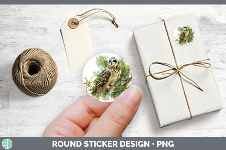 Short-eared Owl Owls Sketch Stickers Design