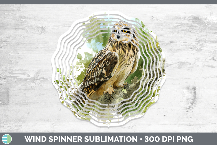 Short-eared Owl Owls Sketch Wind Spinner Sublimation Design