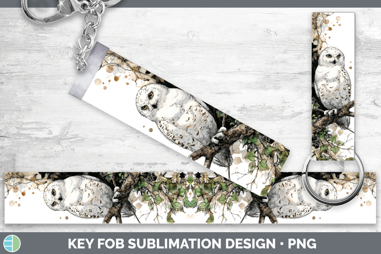 Snowy Owl Owls Sketch Key Fob Sublimation Design