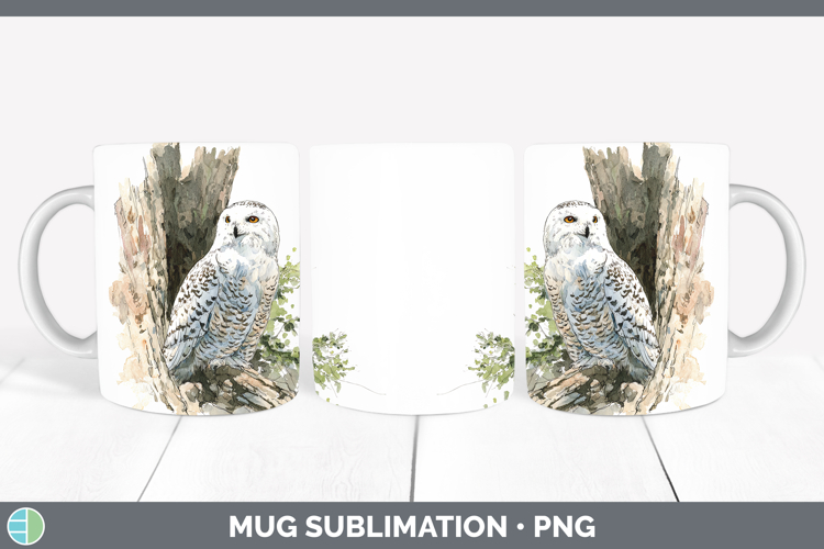 Snowy Owl Owls Sketch Mug Wrap Sublimation Design