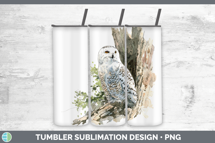 Snowy Owl Owls Sketch Tumbler Sublimation Design