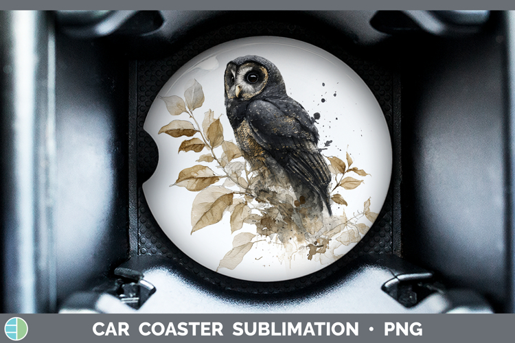 Sooty Owl Owls Sketch Car Coaster Sublimation Design