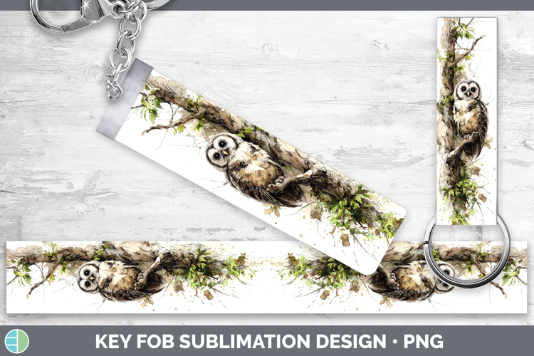 Sooty Owl Owls Sketch Key Fob Sublimation Design