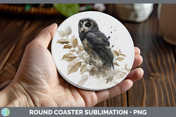 Sooty Owl Owls Sketch Round Coaster Sublimation Design