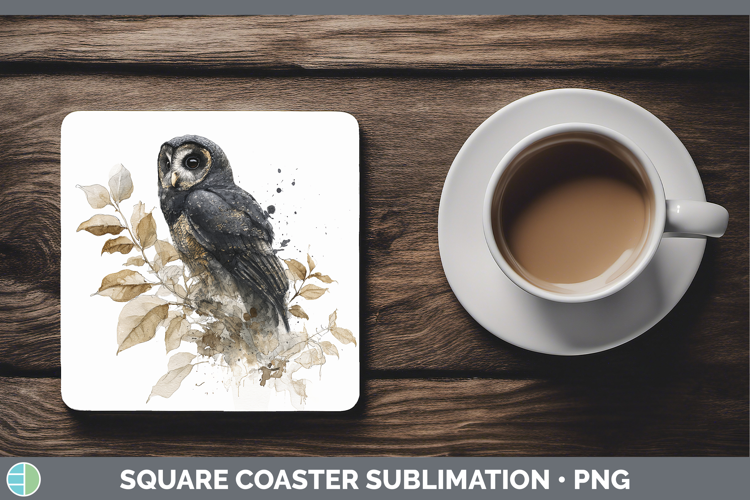 Sooty Owl Owls Sketch Square Coaster Sublimation Design