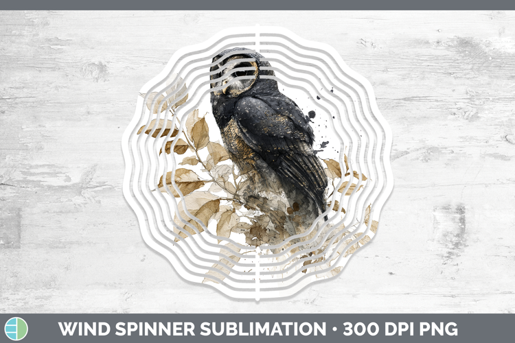 Sooty Owl Owls Sketch Wind Spinner Sublimation Design